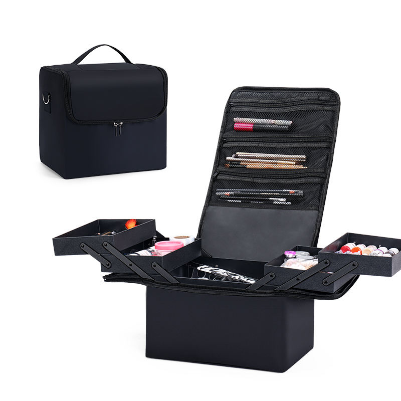 Travel Accessories Organizer Bag - กระเป๋าใส่เครื่องสำอางขนาดใหญ่สำหรับผู้หญิง กระเป๋าเดินทางแบบพกพา กล่องเก็บของ 4 ชั้น กล่องจัดระเบียบอุปกรณ์ทำเล็บแบบมืออาชีพ