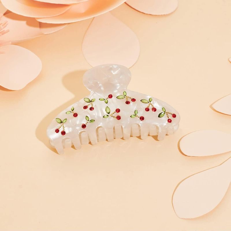 Travel Accessories Aesthetic - กิ๊บติดผมลายเชอร์รี 1 ชิ้น ประดับด้วยคริสตัล สไตล์หวานละมุน ย้อนยุค
