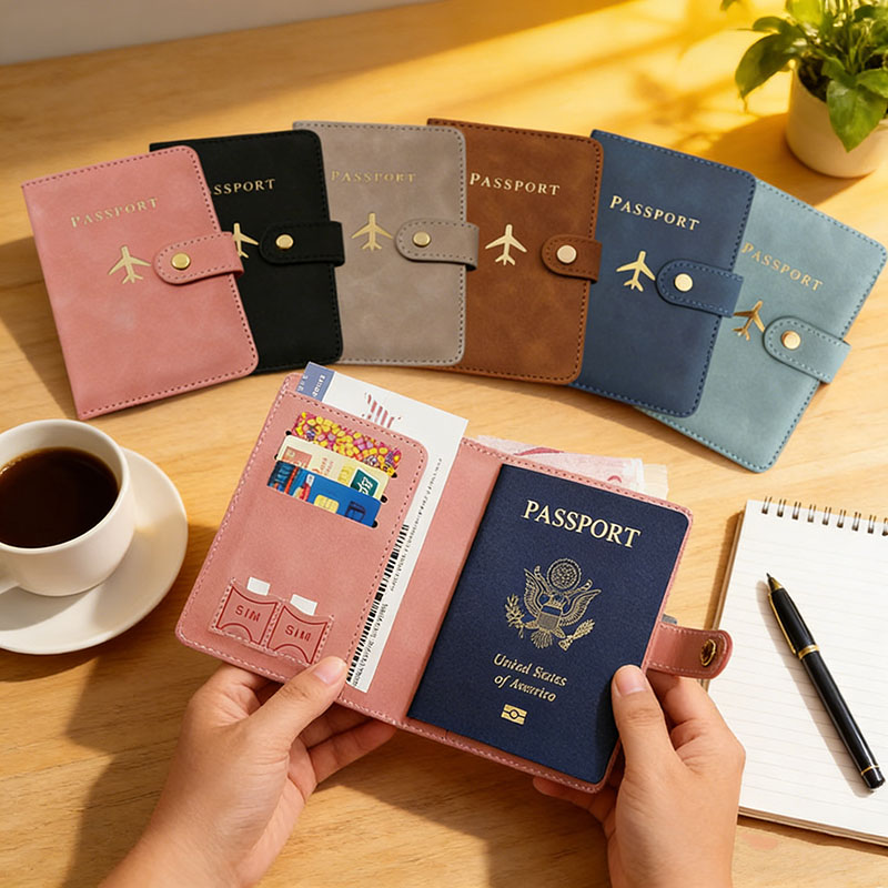 Travel Accessories Wallet - ซองหนังใส่พาสปอร์ต กระเป๋าใส่บัตรเครดิต สำหรับเดินทาง สำหรับผู้หญิง/ผู้ชาย พร้อมตัวล็อค